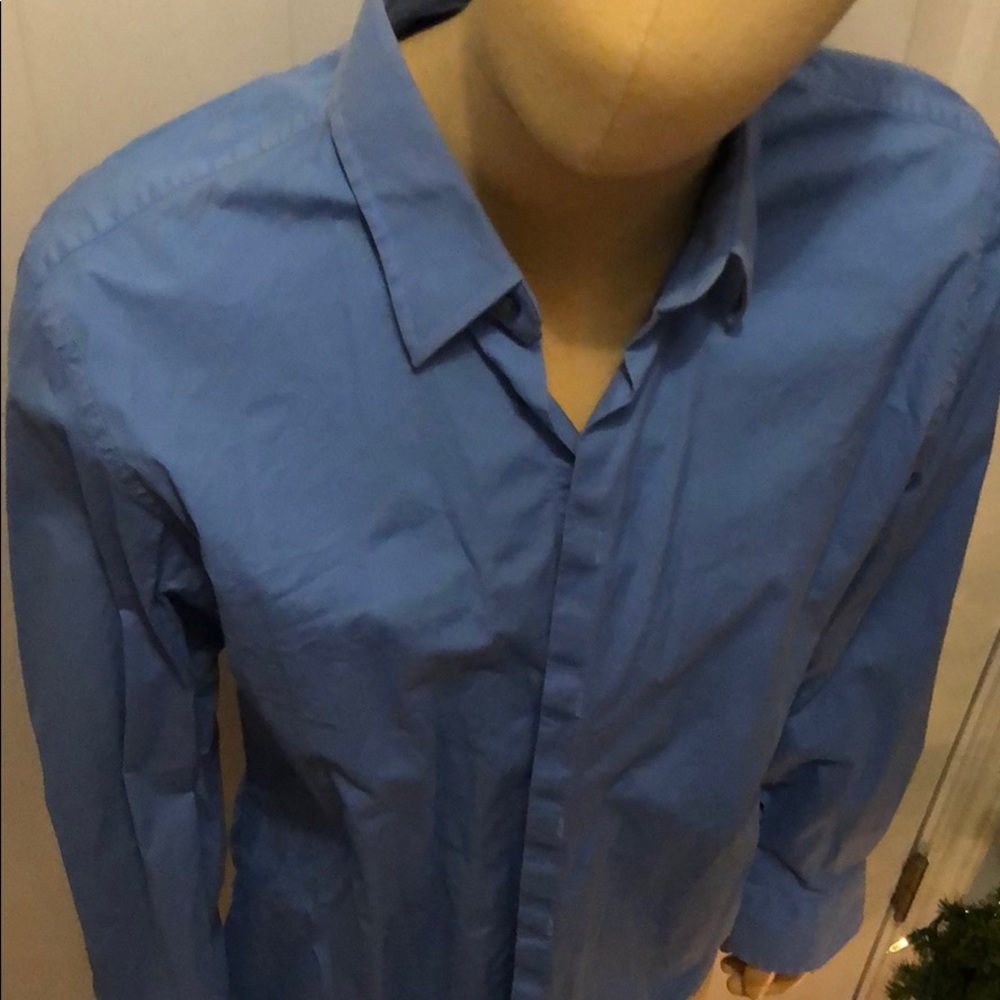 Express modern fit 1MX large blue dress shirt